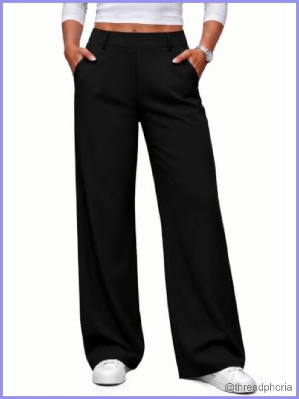 Women's Wide Leg Pull On High Rise Business Casual Trousers Slacks